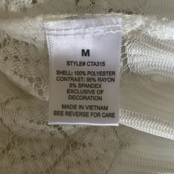 Soft Girl Coquette Lace Top Beach Sz M Fairy Y2K White Vacation Travel Keyhole - Picture 15 of 16